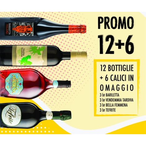 Promo 12 Bottiglie Telaro + 6 Calici in Omaggio